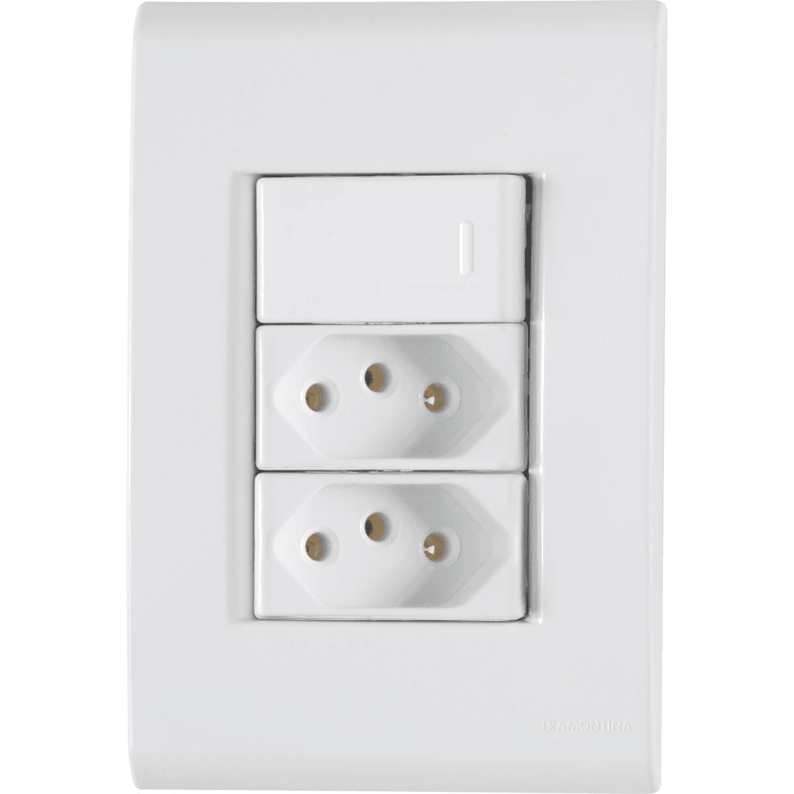 Conjunto 4x2 com 1 Interruptor Simples 10 A 250 V e 2 Tomadas 2P+T 20 A 250 V Tramontina Liz Branco