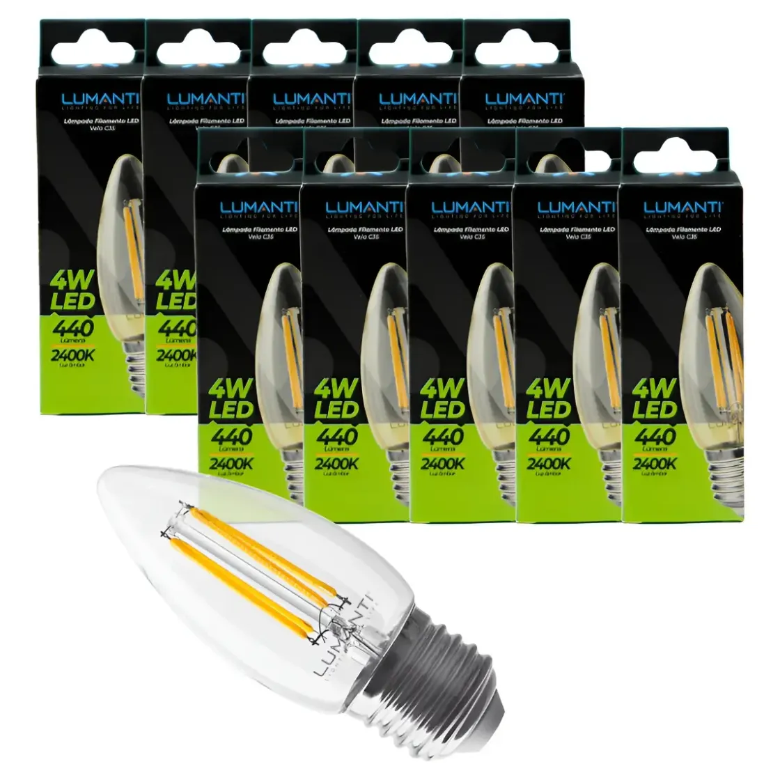 LAMPADA LED FILAMENTO VELA C35 4W 2400K E14 LUMANTI