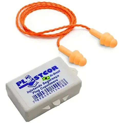 Protetor Auditivo Plugue Plastcor Amarelo Com Cordão 14 dB Silicone