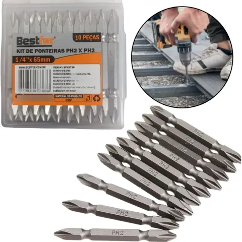 KIT PONTEIRA BITS PH2 X PH2 X 65MM (10 PCS)