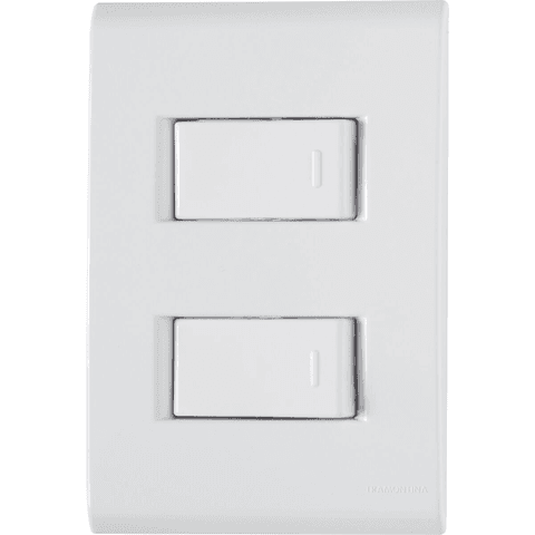 Conjunto 4x2 com 2 Interruptores Simples Tramontina Liz 10 A 250 V Branco