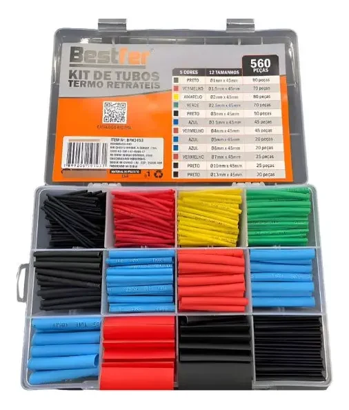 Kit de Tubos Termo Retráteis 560 Peças Bestfer
