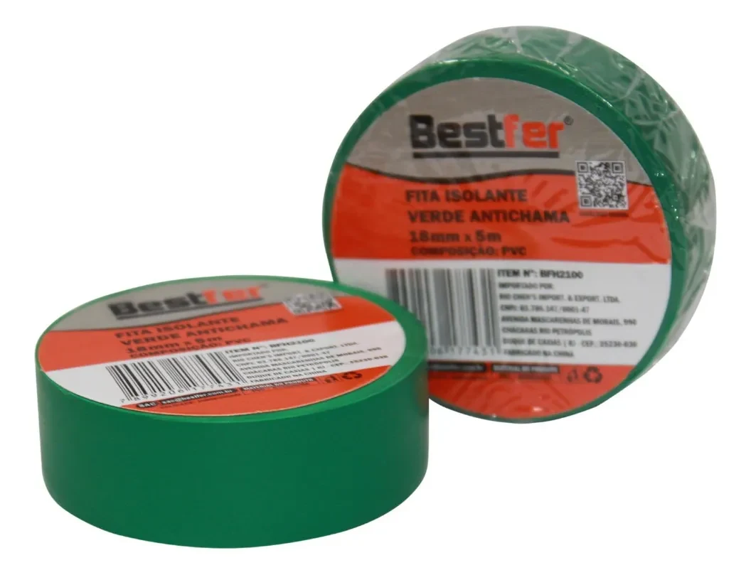 Fita Isolante Verde Antichama 18mm x 5m Bestfer