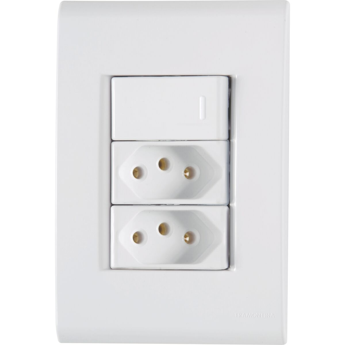Conjunto 4x2 com 1 Interruptor Simples 10 A 250 V e 2 Tomadas 2P+T 20 A 250 V Tramontina Liz Branco
