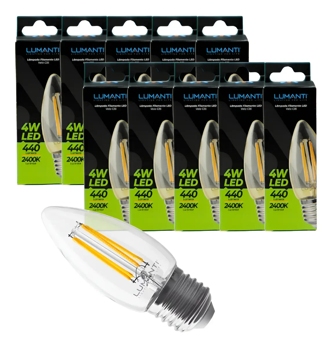 LAMPADA LED FILAMENTO VELA C35 4W 2400K E14 LUMANTI